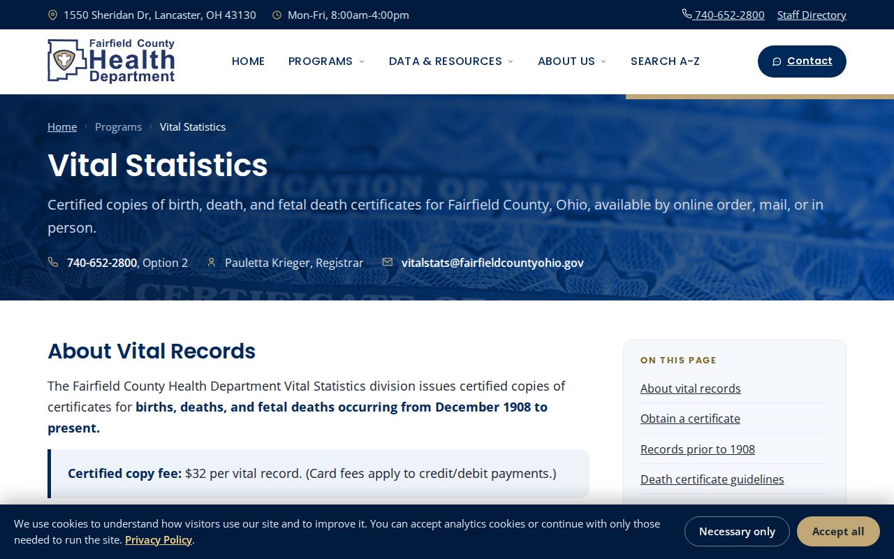 Lancaster residents directory local vital records service