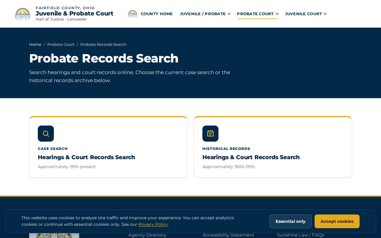 Lancaster residents directory Probate records search