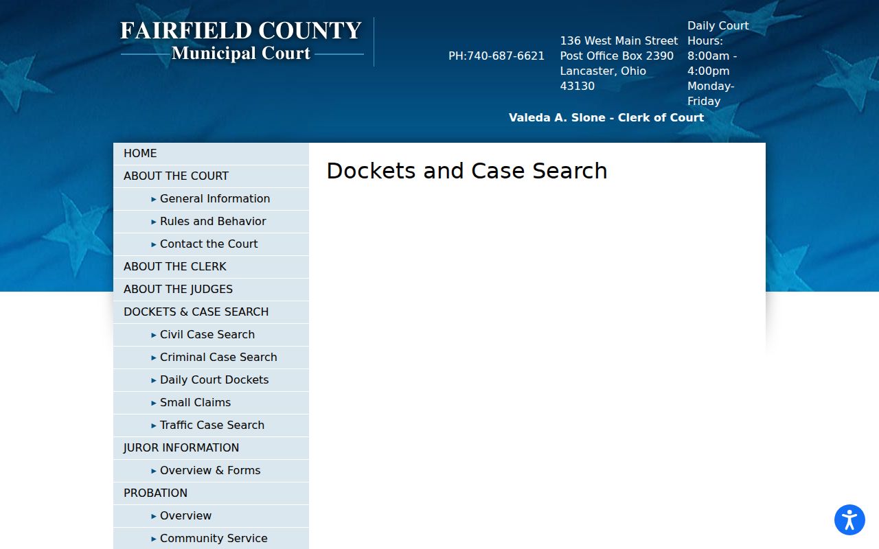 Lancaster resident lookup Fairfield Municipal Court case search