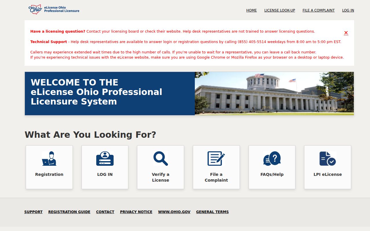 Lancaster resident lookup Ohio professional license verification