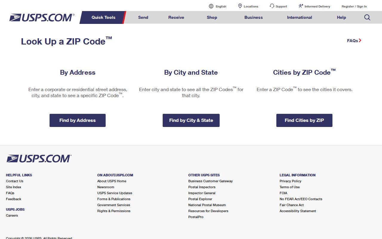 Lancaster ZIP code directory USPS address lookup interface